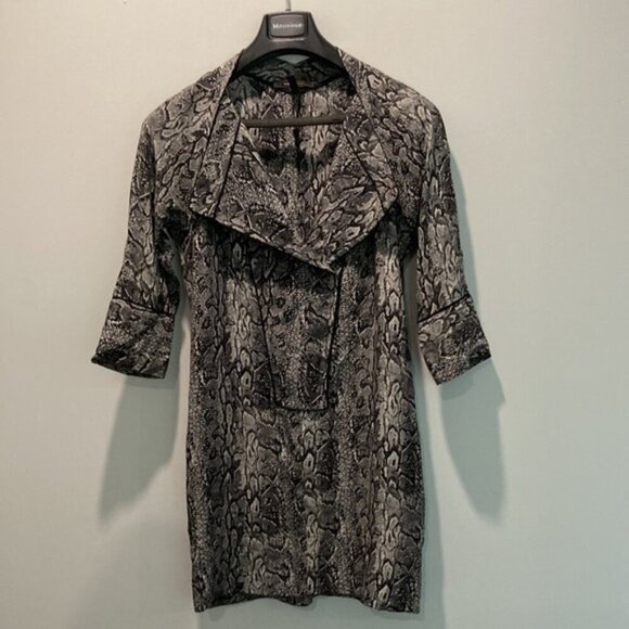 BCBGMAXAZRIA Snakeskin Silk Long Sleeve Dress - Picture 3 of 14